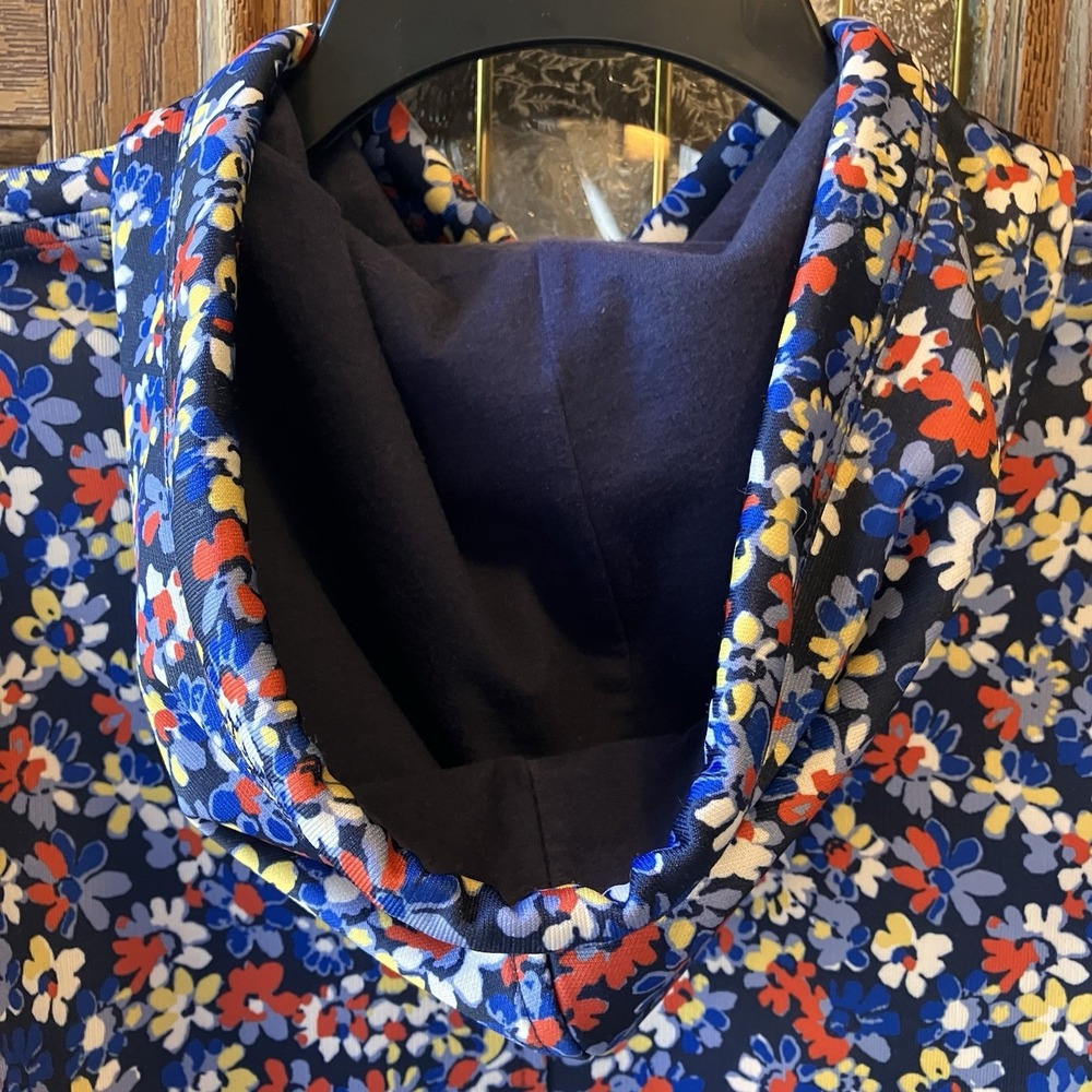 Rag & Bone Navy Blue‎ Floral Drawstring Hoodie Size XXS EUC Boho Cottagecore - Picture 5 of 7